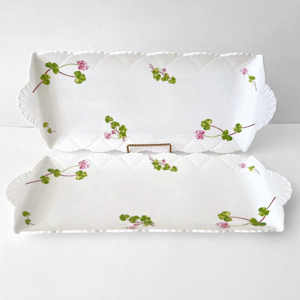 Y2K Shamrock/Clover Design Scalloped Sandwich / Desert Tray By Julia Minasian